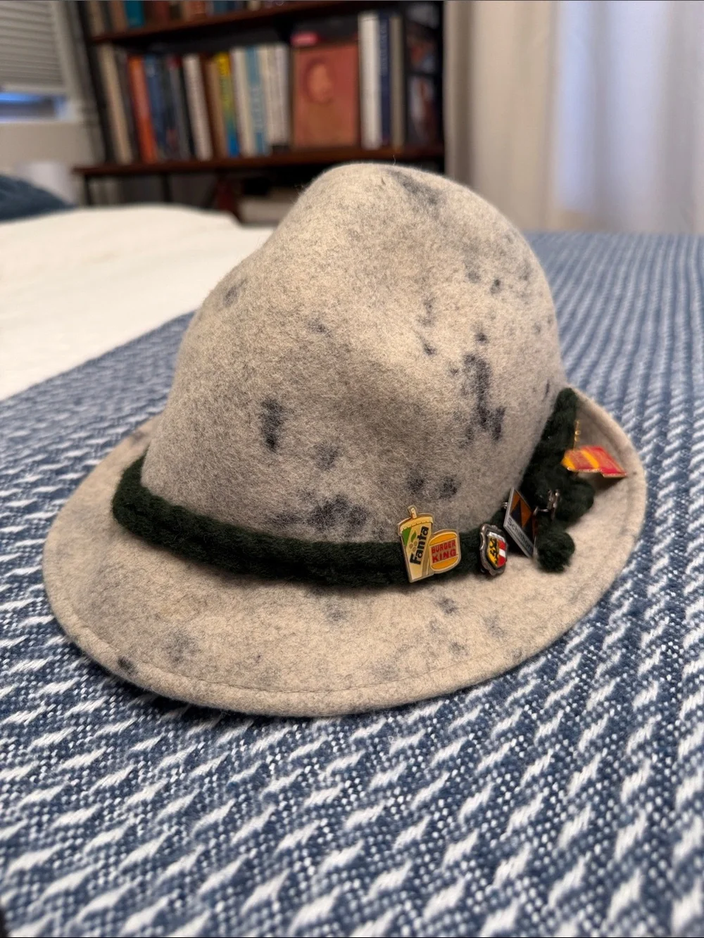 Kids Wool Felt Alpine Fedora Hat with Pins